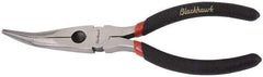 Blackhawk by Proto - 6-1/4" OAL, 2-7/32" Jaw Length x 29/32" Jaw Width, Long Nose Side Cutting Needle Nose Pliers - Round Jaw, Curved Head, Plastic Handles - Americas Industrial Supply