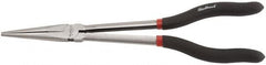 Blackhawk by Proto - 11-3/4" OAL, 2-53/64" Jaw Length x 11/16" Jaw Width, Long Nose Needle Nose Long Reach Pliers - Straight Jaw, Plastic Handles - Americas Industrial Supply