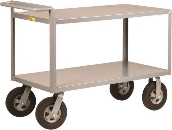 Little Giant - 1,500 Lb Capacity, 2 Shelf, Steel Shelf Truck - 36" Long x 24" Wide x 38-1/2" High, 10" Diam Solid Rubber Wheels - Americas Industrial Supply