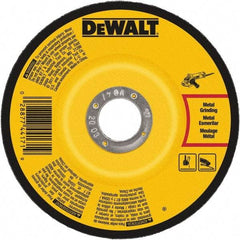 DeWALT - 24 Grit, 6" Wheel Diam, 1/4" Wheel Thickness, 7/8" Arbor Hole, Type 27 Depressed Center Wheel - Aluminum Oxide, Resinoid Bond, 10,100 Max RPM - Americas Industrial Supply