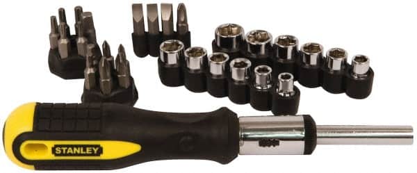 Stanley - 29 Piece Hex, Phillips, Slotted & Torx Screwdriver Set - Bit Sizes: Hex Inch 1/8 & 5/32, Philips #1 to #3, Nut Driver 1/4, 5/16, 11/32, 3/8, 7/16 & 1/2, Torx T10, T15, T20, T25 & T27, Tip Thickness: 1/4 & 9/32 - Americas Industrial Supply
