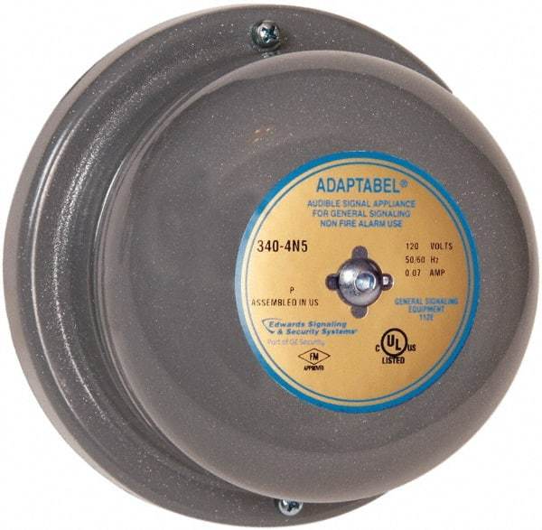 Edwards Signaling - 4" Diam, 24 VAC Bell - 0.31 Amps, 88 Decibles at 10', Vibrating, Waterproof - Americas Industrial Supply