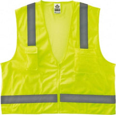 Ergodyne - Size L/XL High Visibility Lime Mesh/Solid Surveyor's Vest - 44 to 52" Chest, ANSI/ISEA 107, Zipper Closure, 4 Pockets, Polyester - Americas Industrial Supply