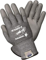 MCR Safety - Size S (7), ANSI Cut Lvl 3, Polyurethane Coated Dyneema Cut Resistant Gloves - 9" Long, Palm Coated, Knit Wrist, Gray, Paired - Americas Industrial Supply