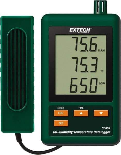 Extech - 32 to 122°F, 10 to 90% Humidity Range, Temp, CO2 Recorder - Americas Industrial Supply