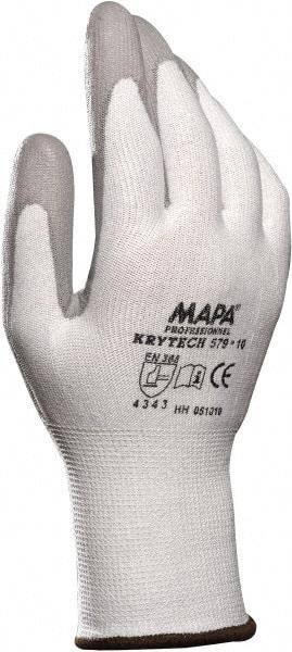 MAPA Professional - Size XS (6), ANSI Cut Lvl 2, Puncture Lvl 3, Abrasion Lvl 4, Polyurethane Coated HDPE Cut Resistant Gloves - Palm Coated, HDPE Lining, White, Paired - Americas Industrial Supply