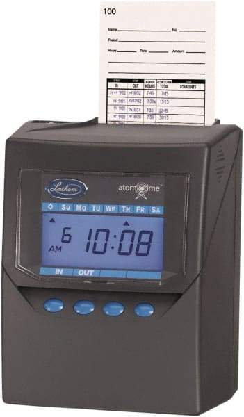 Lathem Time - Time Clocks & Time Recorders Punch Style: Electronic Power Source: Rechargeable Battery Pack - Americas Industrial Supply