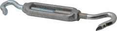 Made in USA - 174 Lb Load Limit, 3/8" Thread Diam, 2-7/8" Take Up, Aluminum Hook & Hook Turnbuckle - 3-7/8" Body Length, 1/4" Neck Length, 7-1/2" Closed Length - Americas Industrial Supply