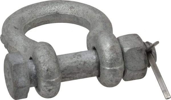 Made in USA - 5/16" Nominal Chain Size, 0.75 Ton Carbon Steel Bolt Anchor Shackle - 5/16" Diam, 3/8" Pin Diam, 1-1/4" High Inside Jaw, 0.969" Inside Width, 3/8" Max Body Thickness - Americas Industrial Supply