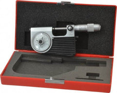 Value Collection - 0 to 1 Inch Range, 0.0001 Inch Graduation, Satin Chrome Finish Mechanical Indicating Micrometer - Accurate to 0.0001 Inch - Americas Industrial Supply