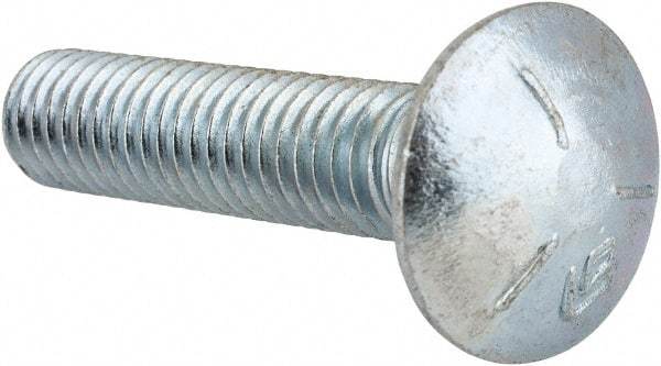 Value Collection - 3/8-16 UNC 1-3/4" Length Under Head, Standard Square Neck, Carriage Bolt - Grade 5 Steel, Zinc-Plated Finish - Americas Industrial Supply