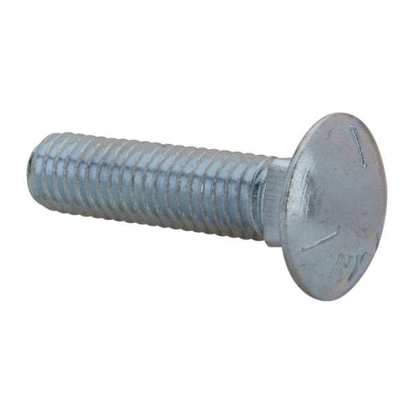 Value Collection - 7/16-14 UNC 1-3/4" Length Under Head, Standard Square Neck, Carriage Bolt - Grade 5 Steel, Zinc-Plated Finish - Americas Industrial Supply