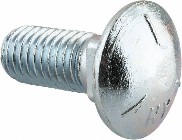 Value Collection - 1/2-13 UNC 1-1/4" Length Under Head, Standard Square Neck, Carriage Bolt - Grade 5 Steel, Zinc-Plated Finish - Americas Industrial Supply