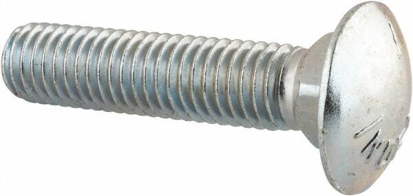 Value Collection - 1/2-13 UNC 2-1/4" Length Under Head, Standard Square Neck, Carriage Bolt - Grade 5 Steel, Zinc-Plated Finish - Americas Industrial Supply