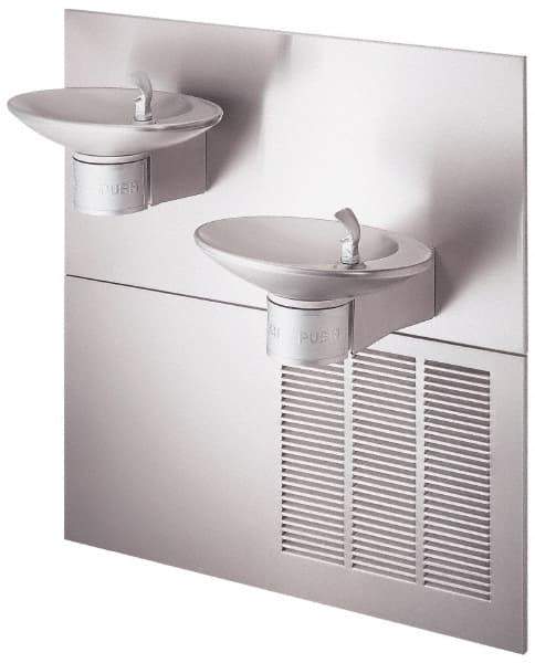 Halsey Taylor - 7.5 GPH Cooling Capacity Barrier Free Wall Mounted Water Cooler & Fountain - Bi-Level, 40 to 105 psi, 120 VAC Volts, 325 Watts, 4.5 Full Load Amperage, Stainless Steel - Americas Industrial Supply