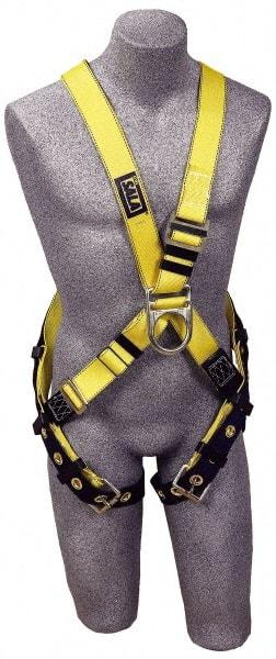 DBI/SALA - 420 Lb Capacity, Size Universal, Full Body Cross-Over Safety Harness - Polyester Webbing, Front D-Ring, Tongue Leg Strap, Pass-Thru Chest Strap - Americas Industrial Supply