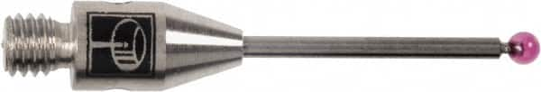 Renishaw - 0.02 Inch Ball Diameter, Carbide Stem, M2 Thread, Ruby Point Ball Tip CMM Stylus - 0.28 Inch Working Length, 0.012 Inch Stem Diameter, 0.79 Inch Overall Length - Americas Industrial Supply