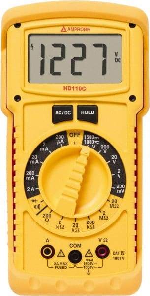 Amprobe - 2670779, CAT IV, 1,000 VAC/VDC, Digital Manual Ranging Multimeter - 20 mOhm, Measures Voltage, Current, Resistance - Americas Industrial Supply