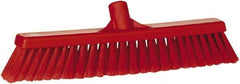 Vikan - 16" Fine Particle Synthetic Push Broom - 2" Bristle Length, Plastic Block, European Threaded Handle Connection - Americas Industrial Supply