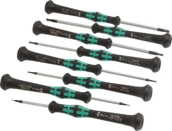 Wera - 8 Piece, 0.028 to 7/64" Hex Driver Set - Comes in Cardboard Box - Americas Industrial Supply