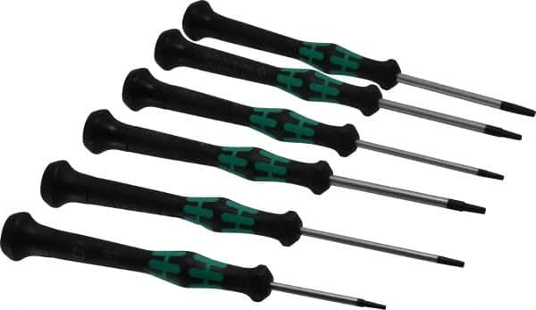 Wera - 6 Piece T6 to T15 Micro Handle Torx Driver Set - T6, T7, T8, T9, T10, T15 - Americas Industrial Supply