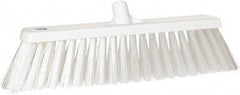 Vikan - 19" Heavy Duty Synthetic Push Broom - 4-25/64" Bristle Length, Plastic Block, European Threaded Handle Connection - Americas Industrial Supply