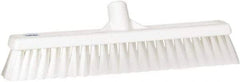 Vikan - 16" Fine Particle Synthetic Push Broom - 2" Bristle Length, Plastic Block, European Threaded Handle Connection - Americas Industrial Supply