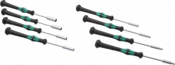 Wera - 8 Piece 2.5 to 6mm Electronic Nutdriver Set - Solid Shaft, Ergonomic Handle - Americas Industrial Supply