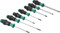 Wera - 7 Piece Phillips & Slotted Screwdriver Set - Blade Sizes: Width Metric 4, 4.5, 6.5 & 9, Bit Sizes: Philips #1 to #2, Metric Length mm: #1 x 80mm, #2 x 100mm, 4mm x 100mm, 4mm x 125mm, 4.5 x 100mm, 6.5mm x 125mm & 9mm x 150mm - Americas Industrial Supply