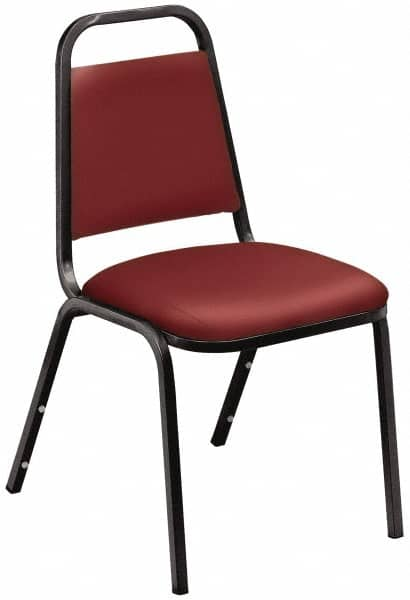 NPS - Vinyl Burgundy Stacking Chair - Black Frame, 17-1/4 Inch Wide x 20 Inch Deep x 33 Inch High - Americas Industrial Supply