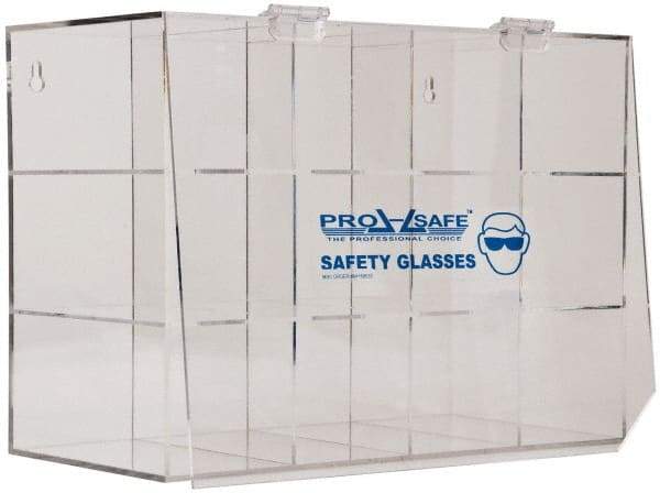 PRO-SAFE - 12 Pair Cabinet with Individual Compartments, Acrylic Safety Goggles Dispenser - 17 Inch Wide x 11-7/8 Inch High x 7-5/8 Inch Deep, Table and Wall Mount - Americas Industrial Supply