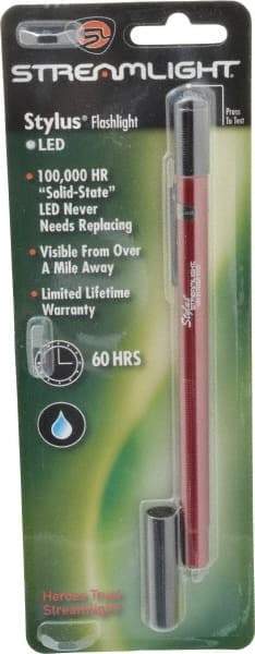 Streamlight - White LED Bulb, Mini Flashlight - Red Aluminum Body, 3 AAAA Alkaline Batteries Included - Americas Industrial Supply