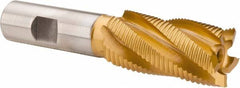 Hertel - 1" Diam, Fine Pitch, 2" LOC, 5 Flute Cobalt Roughing Square End Mill - TiN Finish, 4-1/4" OAL, 3/4" Shank Diam, Single End, 30° Helix - Americas Industrial Supply