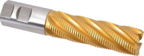 Hertel - 1-1/4" Diam, Fine Pitch, 4" LOC, 6 Flute Cobalt Roughing Square End Mill - TiN Finish, 6-1/2" OAL, 1-1/4" Shank Diam, Single End, 30° Helix - Americas Industrial Supply