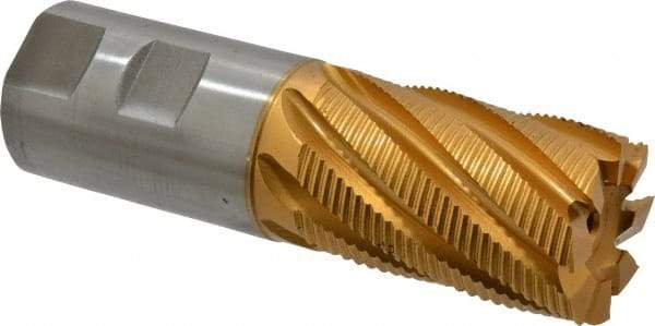 Hertel - 2" Diam, Fine Pitch, 3" LOC, 8 Flute Cobalt Roughing Square End Mill - TiN Finish, 6-3/4" OAL, 2" Shank Diam, Single End, 30° Helix - Americas Industrial Supply