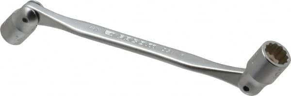 Facom - 14 & 15", 12 Point, Satin Chrome Coated, Double Flex-End Socket Wrench - 9-11/32" OAL, 33mm Head Thickness - Americas Industrial Supply