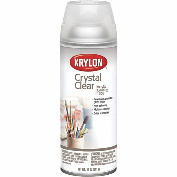 Krylon - Crystal Clear, Gloss, Acrylic Coating Spray Paint - 15 to 20 Sq Ft per Can, 11 oz Container - Americas Industrial Supply