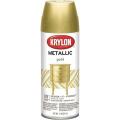 Krylon - Gold, Metallic, Aerosol Spray Paint - 15 to 20 Sq Ft per Can, 12 oz Container - Americas Industrial Supply