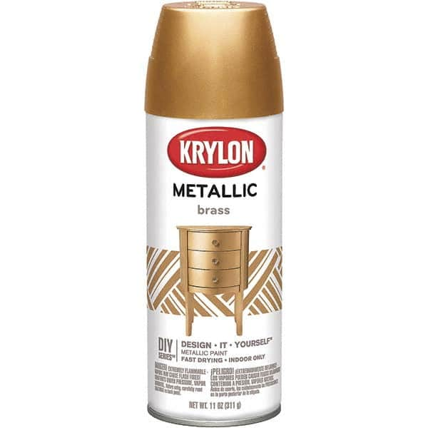 Krylon - Brass (Color), Gloss, Metallic Spray Paint - 12 oz Container - Americas Industrial Supply