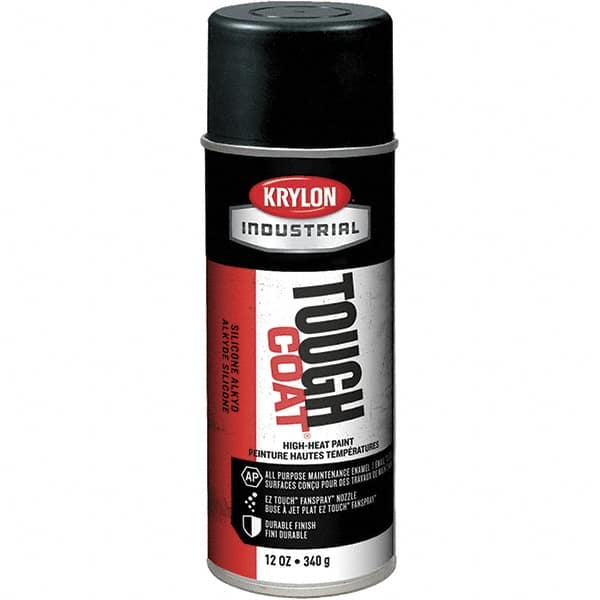 Sprayon - High Temp Black, 12 Ounce Net Fill, Metallic, Acrylic Enamel Spray Paint - 15 to 20 Sq. Ft. per Can, 12 Ounce Container - Americas Industrial Supply