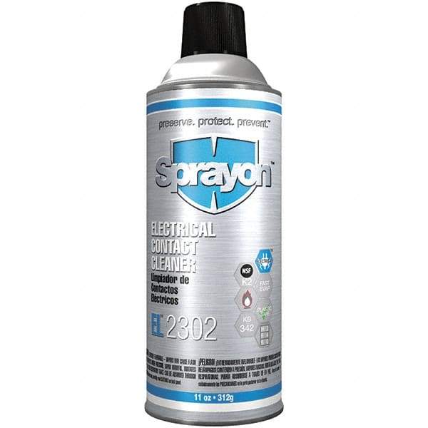 Sprayon - 11 Ounce Aerosol Contact Cleaner - -20°F Flash Point, Flammable, Plastic Safe - Americas Industrial Supply