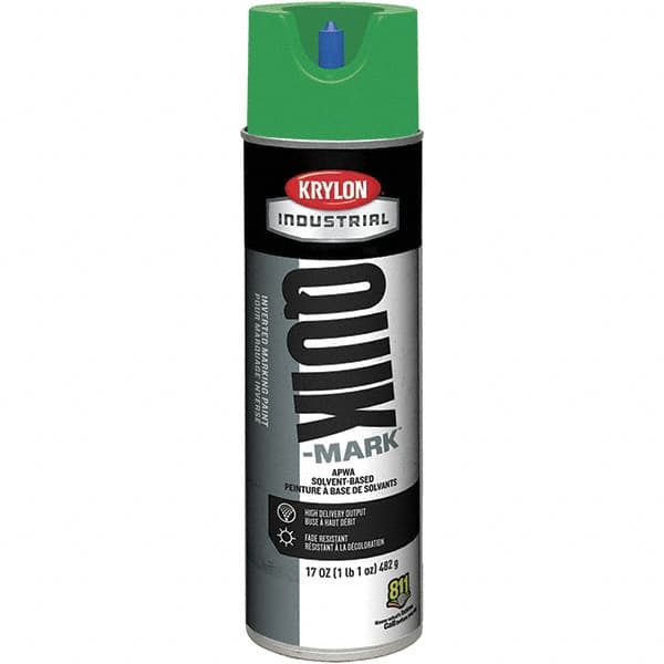 Krylon - 20 fl oz Green Marking Paint - 50 to 60 Sq Ft Coverage, Solvent-Based Formula - Americas Industrial Supply