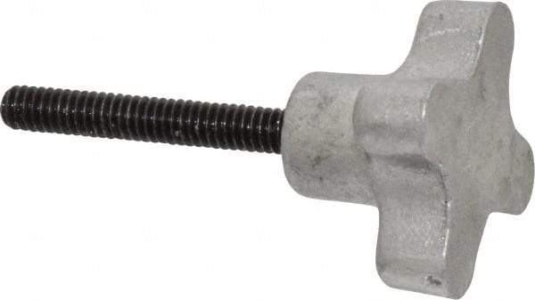 Gibraltar - 1/4-20 Lobed Shoulder Flat Tip Grade C-12L14 Steel Thumb Screw - 2-5/8" OAL, 1-1/2" Head Diam x 7/8" Head Height, Black Oxide Finish - Americas Industrial Supply