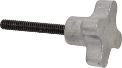 Gibraltar - 1/4-20 Lobed Shoulder Flat Tip Grade C-12L14 Steel Thumb Screw - 2-5/8" OAL, 1-1/2" Head Diam x 7/8" Head Height, Black Oxide Finish - Americas Industrial Supply