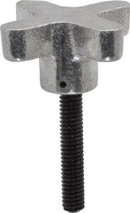 Gibraltar - 5/16-18 Lobed Shoulder Flat Tip Grade C-12L14 Steel Thumb Screw - 2-5/8" OAL, 2" Head Diam x 1" Head Height, Black Oxide Finish - Americas Industrial Supply