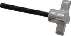 Gibraltar - 5/16-18 Lobed Shoulder Flat Tip Grade C-12L14 Steel Thumb Screw - 3-7/8" OAL, 2" Head Diam x 1" Head Height, Black Oxide Finish - Americas Industrial Supply