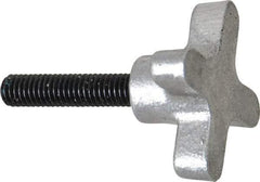 Gibraltar - 3/8-16 Lobed Shoulder Flat Tip Grade C-12L14 Steel Thumb Screw - 2-5/8" OAL, 2" Head Diam x 1" Head Height, Black Oxide Finish - Americas Industrial Supply