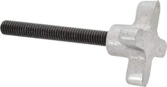 Gibraltar - 3/8-16 Lobed Shoulder Flat Tip Grade C-12L14 Steel Thumb Screw - 3-7/8" OAL, 2" Head Diam x 1" Head Height, Black Oxide Finish - Americas Industrial Supply