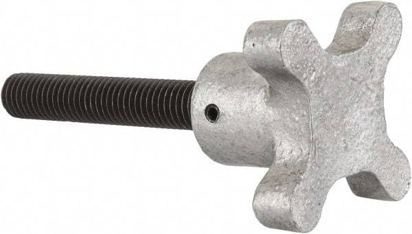 Gibraltar - 1/2-13 Lobed Shoulder Flat Tip Grade C-12L14 Steel Thumb Screw - 4-1/2" OAL, 2-1/2" Head Diam x 1-1/2" Head Height, Black Oxide Finish - Americas Industrial Supply