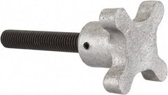Gibraltar - 1/2-13 Lobed Shoulder Flat Tip Grade C-12L14 Steel Thumb Screw - 4-1/2" OAL, 2-1/2" Head Diam x 1-1/2" Head Height, Black Oxide Finish - Americas Industrial Supply